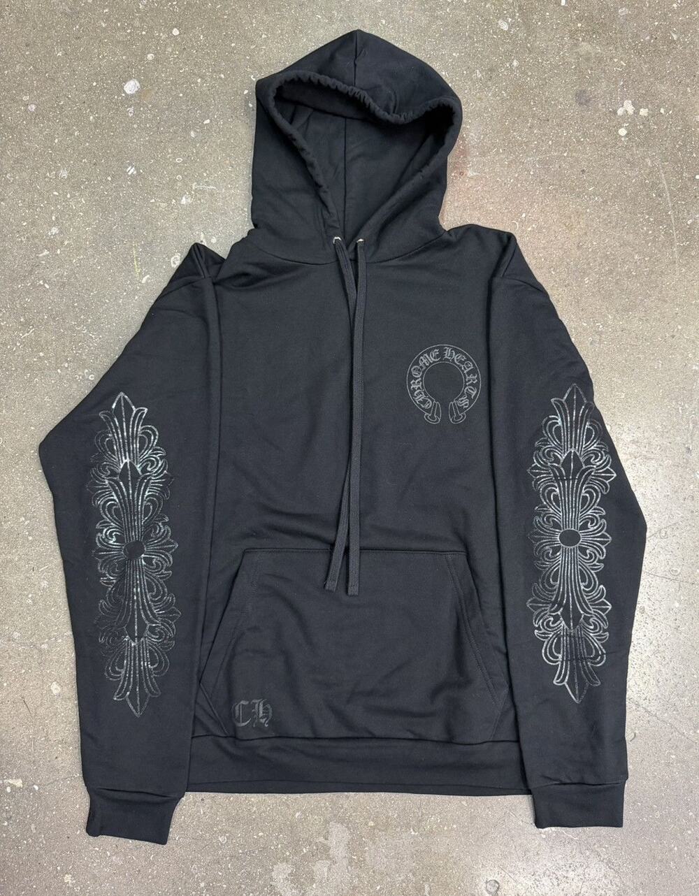 Chrome Hearts Tonal Glitter Horseshoe Script Hoodie